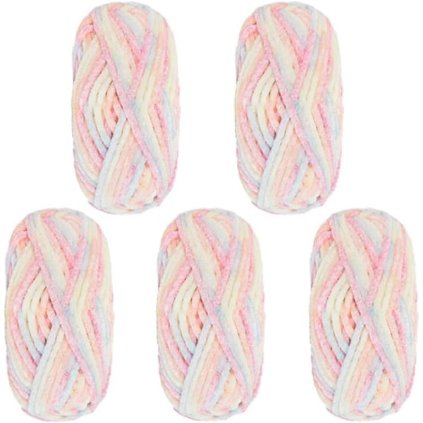 5-pack Supermjuk Chenille Sammetgarn Stickningsull Tjock Varm Virkad Stickgarn för Konstnärlig Stickning, Dockor, DIY-Väskor, Tröjor, Hantverk spray dye