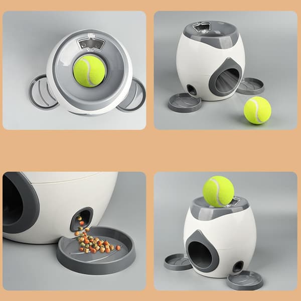 Automatisk boldkaster til hunde, hundeboldkaster med 2 tennisbolde til hundetræning, interaktivt indendørs og udendørs foderlegetøj