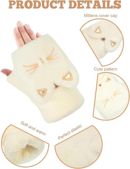 Vinterhandsker Vindtætte Termiske Varme Hvide Sorte 2 Par 16cm Unisex Koldt Vejr