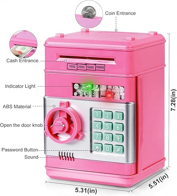 Spargris ATM Bank med Elektroniska Mynt för Barn - Het Present pink