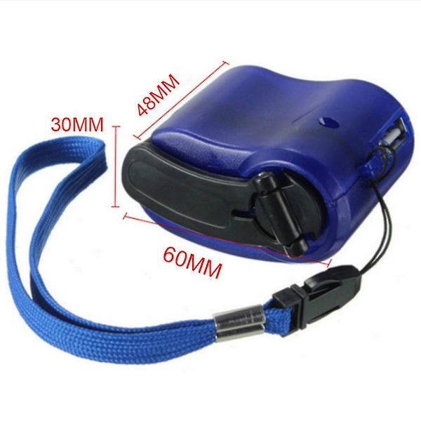 Blå Mobiltelefon Nødstrømforsyning USB Håndsveivlader Elektrisk Generator Universal Mobil Lading Håndsveiv Dynamo Lading