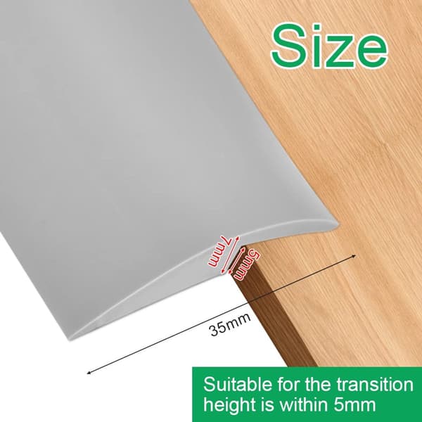 PVC Overgangsprofil Selvklæbende til Laminat, Vinyl og Tæppe Grå 2m x 35mm