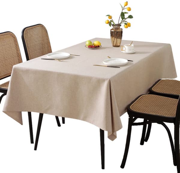 Duk 140x180 cm Vanntett Flekkbestandig Bomull Lin Rektangulær Bordduk for Spisestue Utendørsfest Bryllup
