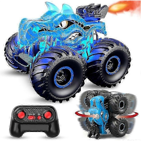 Dinosaur Fjernstyret Bil Legetøj, 2.4 GHz Monstertrucks med Lys, Lyde & Spray
