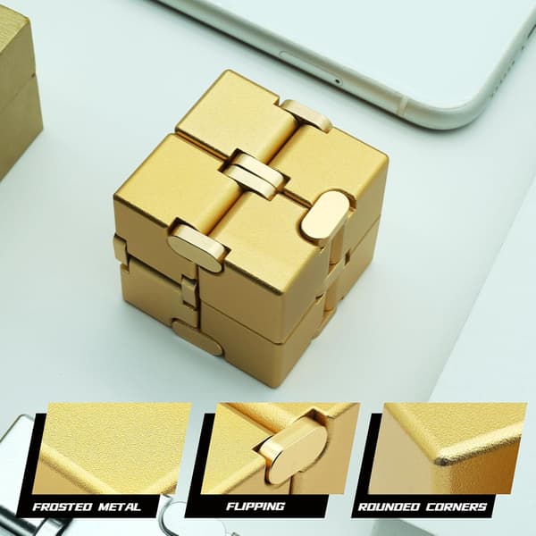 Metall Infinity Cube Anti Stress Aluminiumlegering Lett Spill Kontor Flip Cube Fidget Leke Barn Voksne