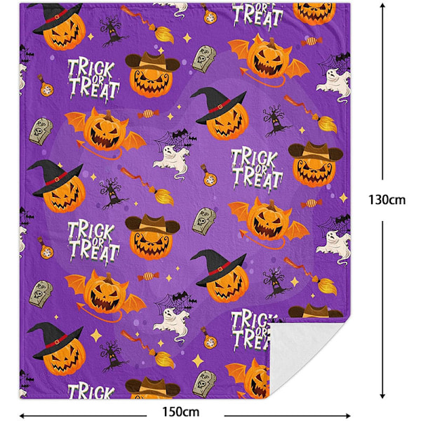 Halloween-filt - Bat Ghost Pumpkin-filt - Hyggelig Halloween-dekoration til fest sofa seng stue 50\"x60\" stil-1