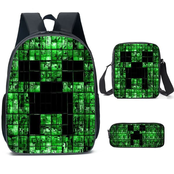 Skoleelevers skoletaske Minecraft spil periferi rygsæk tre-delt sæt