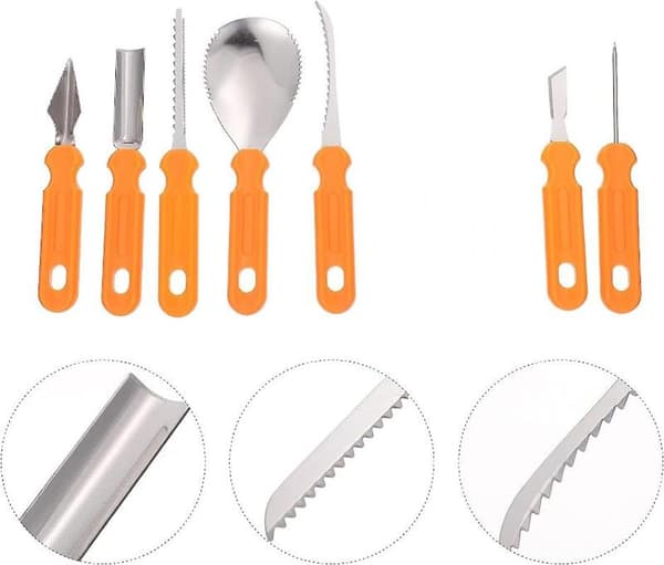 7 stk Halloween gresskarutskjæringsverktøy barn gresskarutskjæringssett oransje orange 7pcs