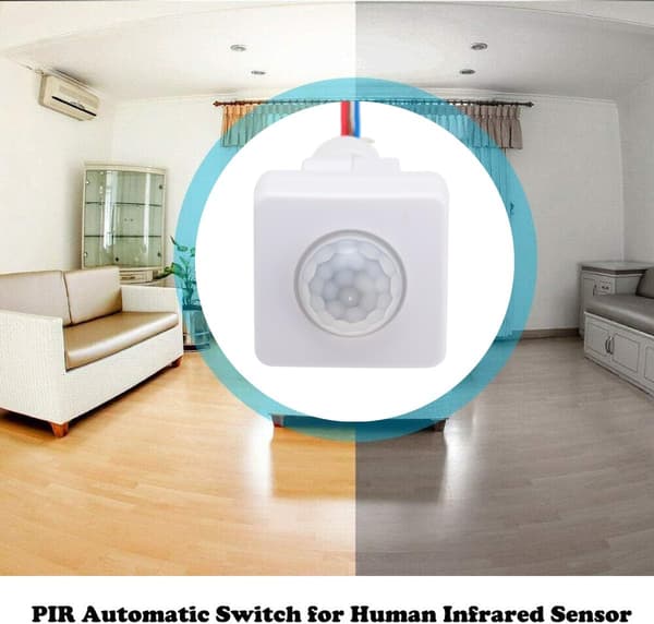 2 stycken PIR Infraröd Kroppsrörelsesensor AC 85-265V 220V 12m Detektionsräckvidd 160 Grader 10mm Monteringshål