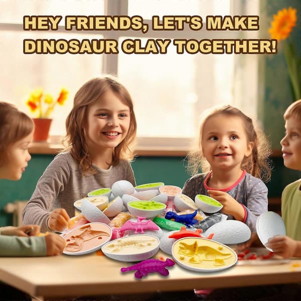 Playdough Dinosaur Egg Sett for Barn Dinosaur Playdough Former Playdough Tilbehør Dinosaur Leker Gave til 3 4 5 6 7 8 År Jenter Gutter FL