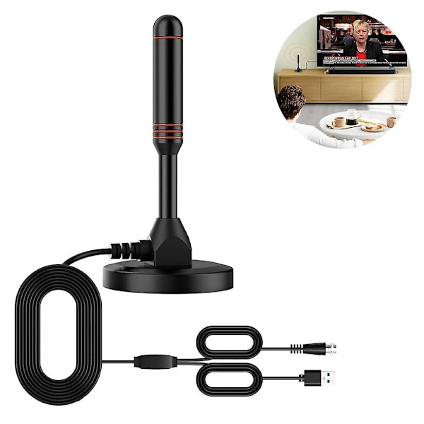 Digitalt HDTV Antenne - Inkluderer Magnetisk Base og Koaksialkabel - TV Antenne Terrestrisk TV Antenne - Indendørs eller Udendørs