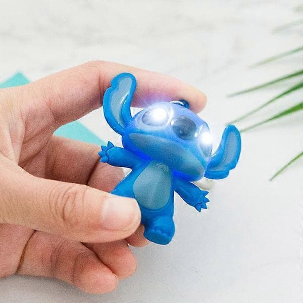2 Stitch figurer legetøj modelnøglering LED nøglering vedhæng blå+pink 2 stk