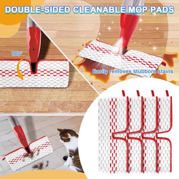 4-pakning 1-2 Spray Max moppehode erstatning kompatibel med Vileda ProMist MAX gjenbrukbar dobbeltsidig mikrofiber spraymopp refillpute for våt og tørr bruk