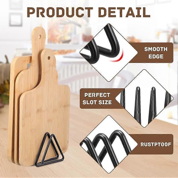 Triangle Metal Cutting Board Holder 4 Slot Organizer Space-Saving Cutting Board Storage Rack for Kitchen Countertop Storage