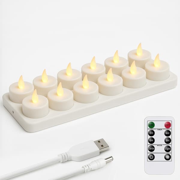 12-pack - Uppladdningsbara värmeljus / LED-lampor med kontroll och timer 540