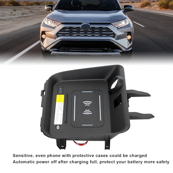 15W Trådløs Biloplader 2-i-1 Hurtig Opladningsværktøj Erstatning for RAV4 2019-2021