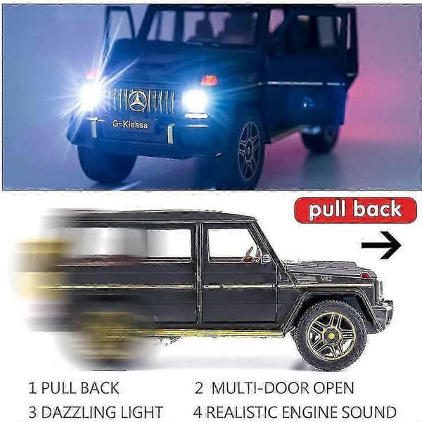1/24 Benz G63 Amg Modelbil, Zinklegering Trækstang med Legetøjsbil