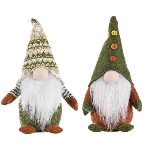Ansiktsløs Nisse-dukke Grønn Nordisk Rudolf-figurdekorasjon stripe