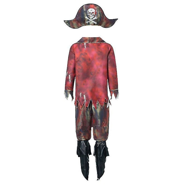 Halloween Piratkaptein Cosplay Kostyme Kostymer for Menn Karneval Scene Spill Blood Pirate Rollespill Antrekk Julfestkjole Høy Kvalitet M