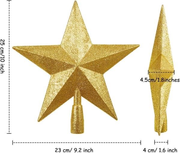 3 stk. 10 tommer glitter plastik julestjerne til juletræspynt