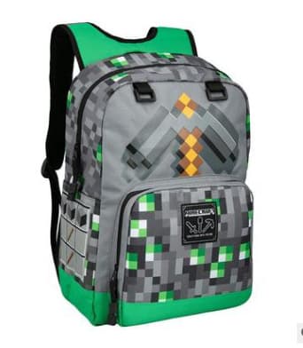 Minecraft ryggsäck creeper ender drake fackla diamant hacka junior högstadieelever barns ryggsäck Creeper Lawn Backpack
