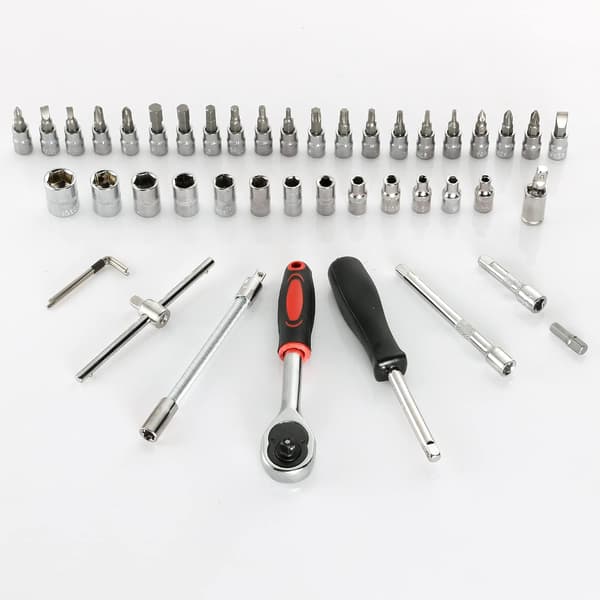 1 4 Tommer Krom Vanadium Topnøglesæt Adapter Topnøglesæt Kasse til Bil DIY 46 Dele Rød