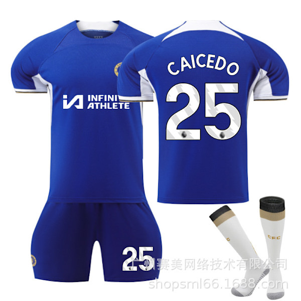 23-24 Chelsea hemmatröja för barn med strumpor NO.25 Caicedo(20)
