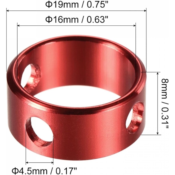 Ring Repspännare, Aluminium 4,5 mm 3 Håls Tältrepsjusterare för Utomhuscamping Tältresor, Rött Paket med 10