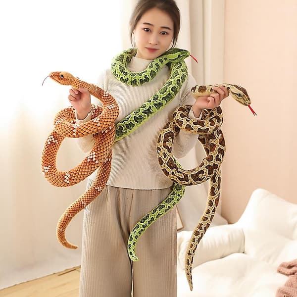 Halloween Simulerad Orm Plysch Boa Constrictor Leksak Trick Rekvisita Docka Zodiak Orm-Grön Vattensnok-2m