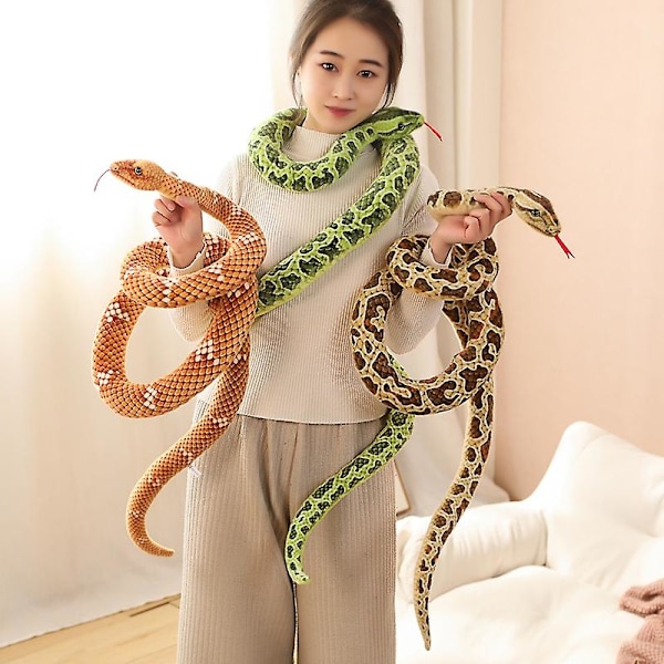 Halloween Simuleret Slange Plys Boa Constrictor Legetøj Trick Rekvisitter Dukke Zodiac Slange-Grøn Vandslange-2m