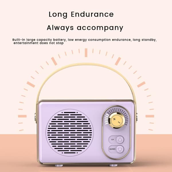 Premium Retro Bluetooth-kaiutin erittäin pitkällä akunkestolla, violetti