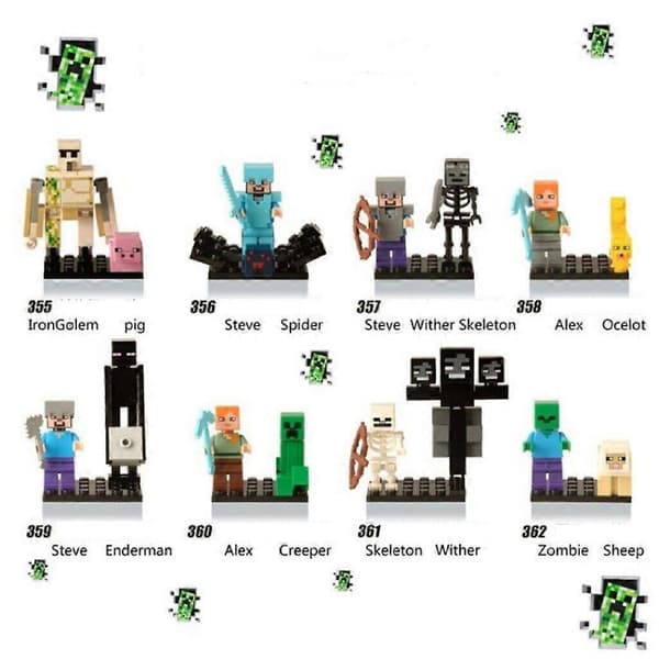 16 STK Minecraft Actionfigurer Sæt Steve Alex Makena Dyrsamling Børn Legetøj