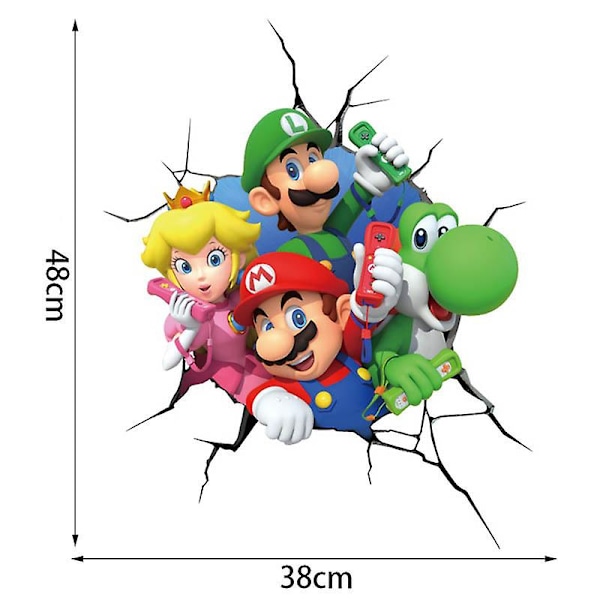 3D Super Mario Prinsesse Peach Luigi Yoshi Switch Spill Veggklistremerke Rom Dekal Poster