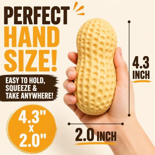 Crispy Peanut Butter Squishy, ASMR Bead-Filled Slow Rising Squeeze Toy, Realistic Food Desk Accessory and Stress Relief Gift for Adults Peanut