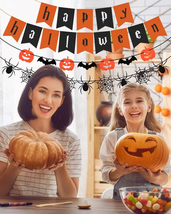 Halloweenfest Väggdekoration Spindelnät Pumpa Logotyp (A, Typ) 1 Styck
