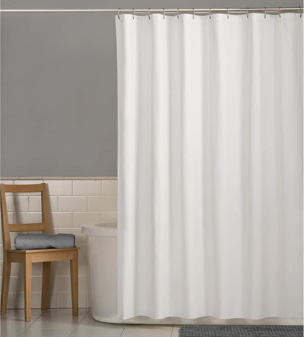 Vanntett dusjforheng, hvit baderomsdusjforing med kroker 180x180 cm PVA-materiale