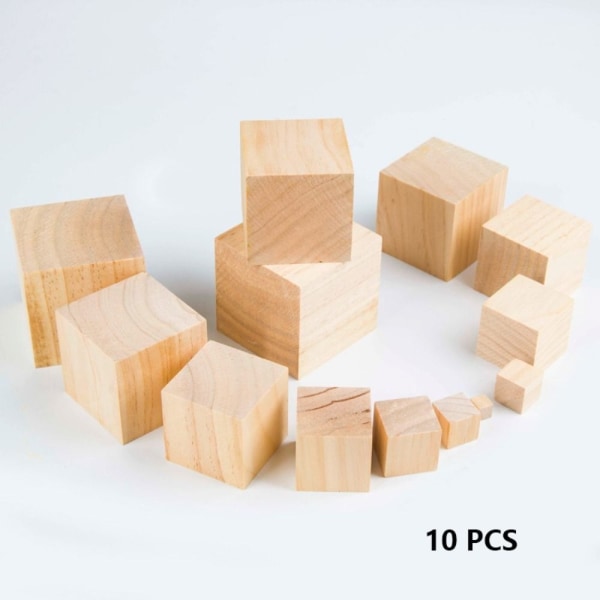 10 kpl puukuutiota 2X2X2CM 2x2x2cm