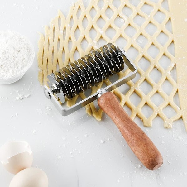 Ampseven Pastry Lattice Roller Rulle-Kutter - Rustfritt Stål Deiggitter For Pai Pizza Brød Beef Wellington Pastry Crust Rulle-Kutter