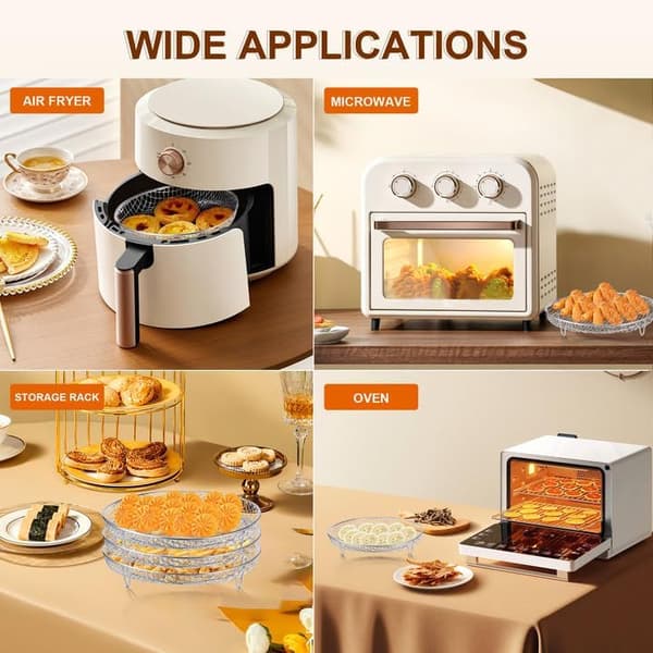 Kompatibelt 7-8 tommer Airfryer tilbehør 3 stabelbare stativer til Instant Vortex Nuwave Airfryer Ninja Foodi Grill 304 rustfrit stål Multi