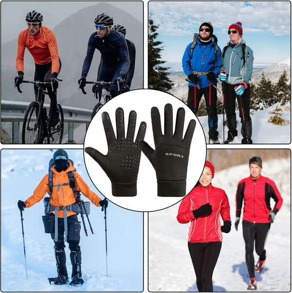 Termiske Touchscreen Handsker Til Mænd Og Kvinder Vindtætte Cykling Løb Sport Vinter Skridsikre Sorte