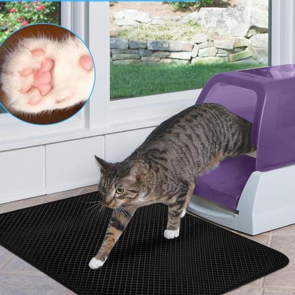 Cat Litter Mat for Litter Box, Multiple Sizes, Non-Slip, Easy to Clean black 60*45