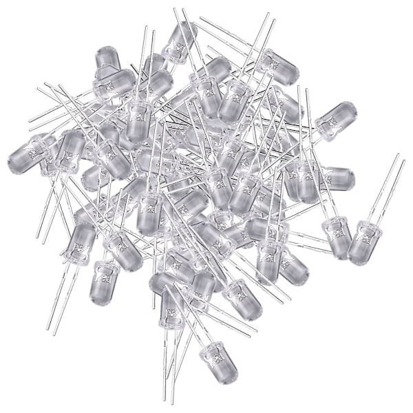 100 kpl 5 mm lämmin valkoinen LED-diodivalot DC 3V 20mA polttimot elektroniset komponentit valodiodit --(WR)