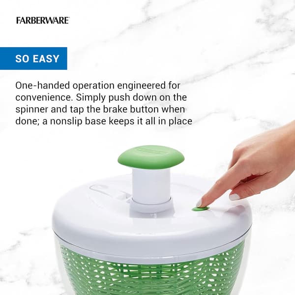 Stor Pro Salladsslunga, Salladsslunga med Pumpmekanism, Durkslagskorg och Halkfri Bas - Kompakt Frukttvättskål 21CM*13