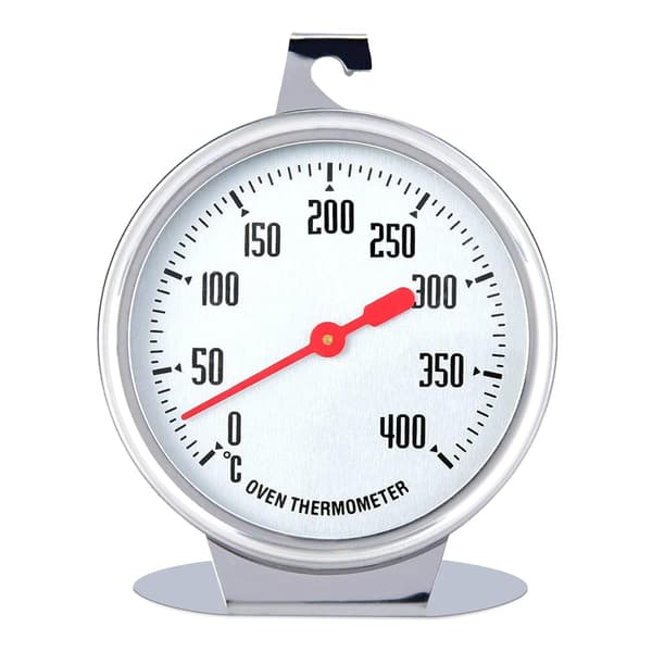 Ovntermometer 0-400°C Rustfrit Stål Ur Madlavning Grill Termometer Med Krog Til Køkken Hjem Sølv