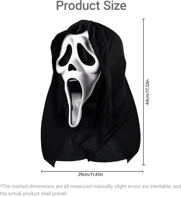 Halloween Horror Scream Maske Latex Spøgelseshus Maskerade Kostume Fest Tilbehør 48 cm