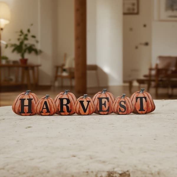 LED Høstpynt i Tre, Thanksgiving Fugleskremsel Kalkun Gresskar Bordpynt FS-24079
