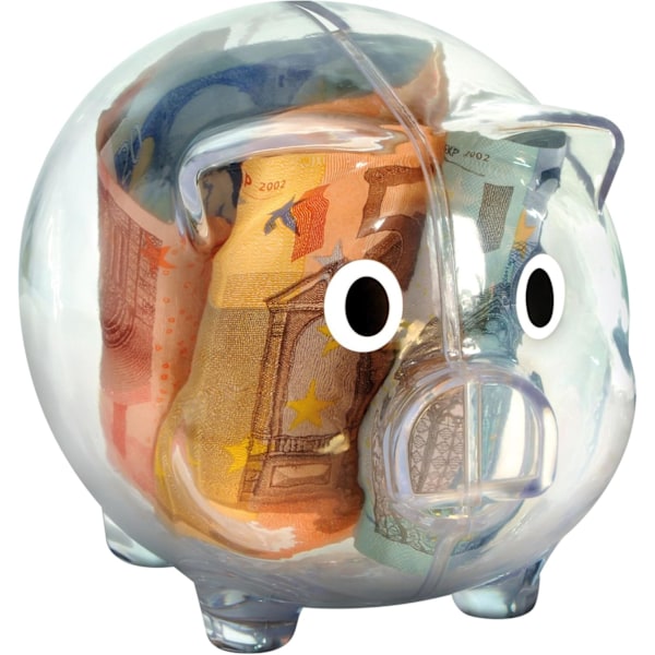 Stor transparent plastik sparegris, gaveidé, sparegris, pengekasse, individuelt eller i et dobbelt sæt 12,5 x 10 x 10 cm (2, transparent) White