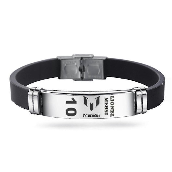 Fodboldspiller Armbånd Rustfrit Stål Graveret Justerbart Sort Silikone Herre Armbånd Fans Souvenir Gaver Luka Modrić