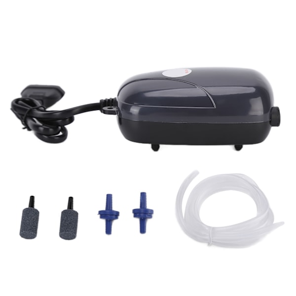 Syrepump Liten Professionell Mute Oxygenation Aquarium Luftpump EU-kontakt 220V för Fiskodling Dubbelhål