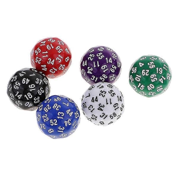 6x 60-sivuista noppaa D60 Polyhedral noppaa RPG-lautapeliin